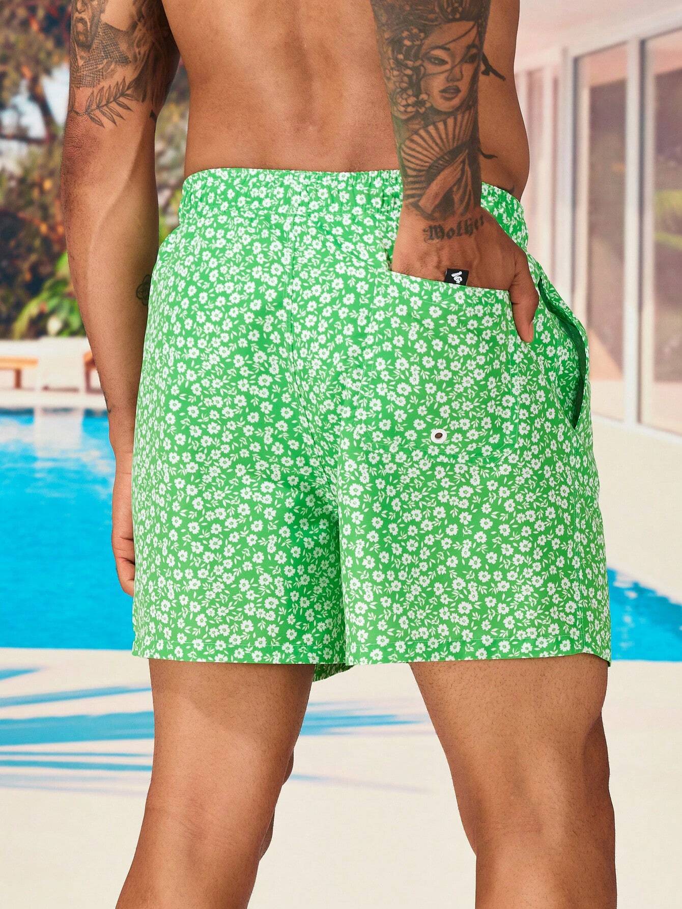 Letter Patched Detail Swim Trunks-Waves And Trunks
