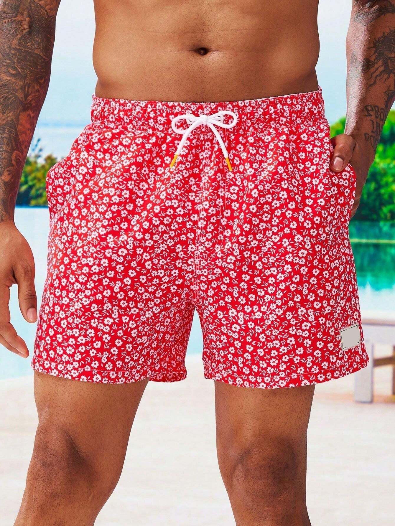 Letter Patched Detail Swim Trunks-Waves And Trunks