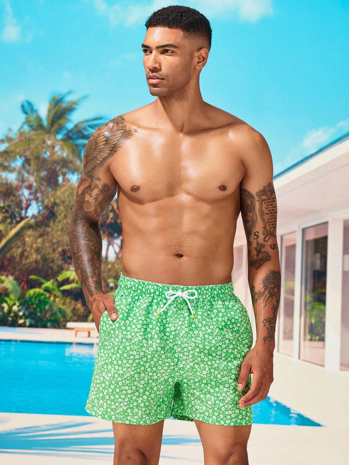 Letter Patched Detail Swim Trunks-Waves And Trunks
