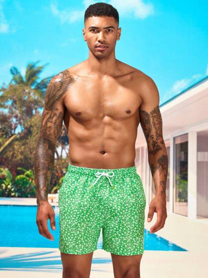 Letter Patched Detail Swim Trunks-Waves And Trunks