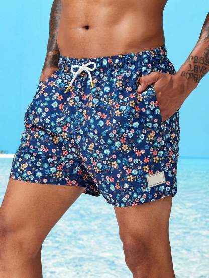 Ditsy Floral Drawstring Swim Trunks-Waves And Trunks