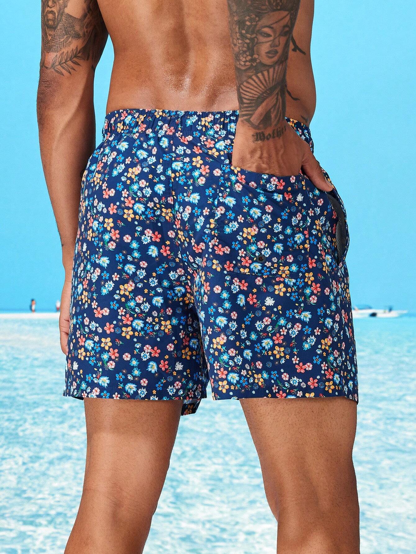 Ditsy Floral Drawstring Swim Trunks-Waves And Trunks