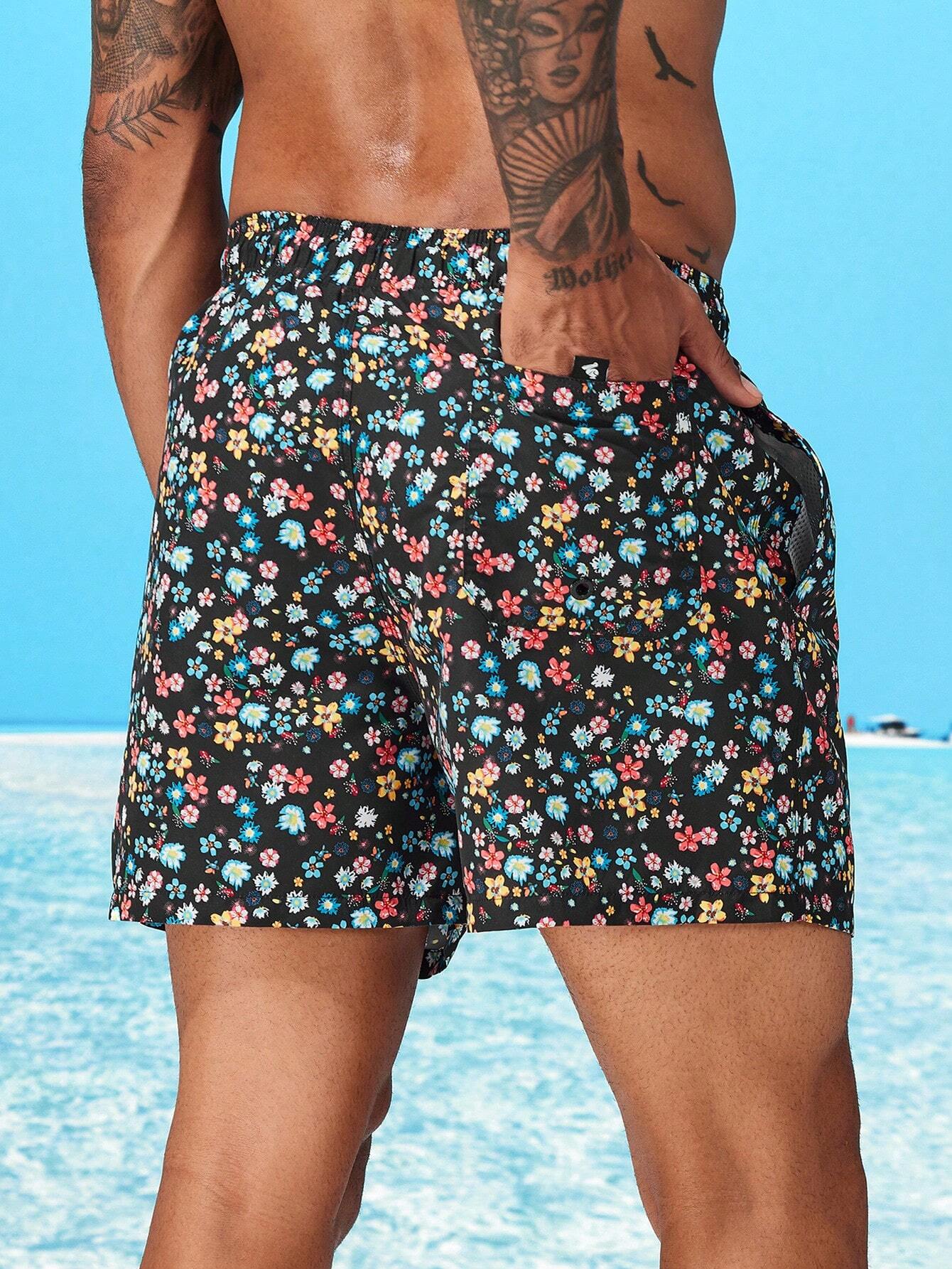Ditsy Floral Drawstring Swim Trunks-Waves And Trunks