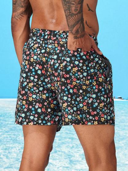 Ditsy Floral Drawstring Swim Trunks-Waves And Trunks