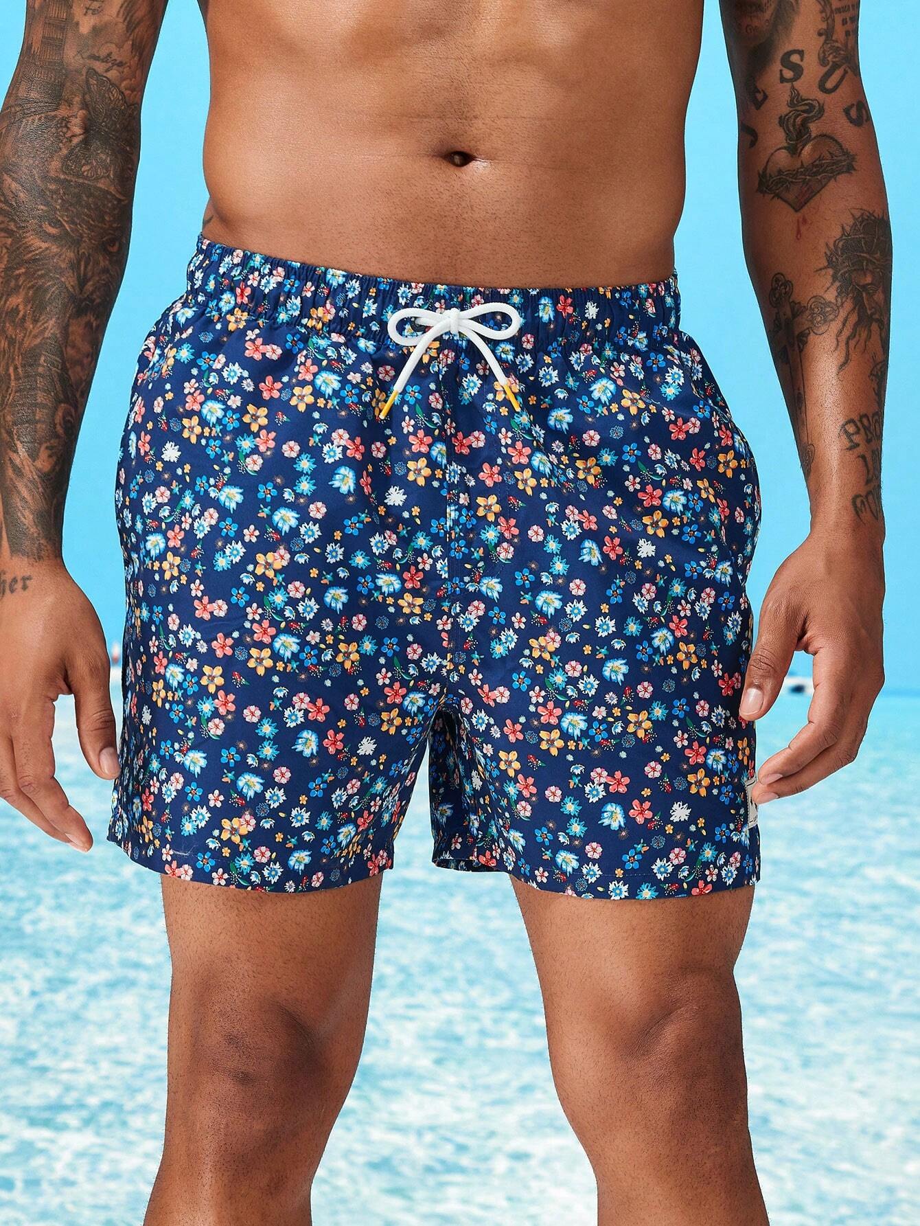 Ditsy Floral Drawstring Swim Trunks-Waves And Trunks