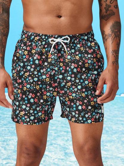 Ditsy Floral Drawstring Swim Trunks-Waves And Trunks