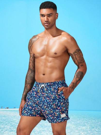 Ditsy Floral Drawstring Swim Trunks-Waves And Trunks