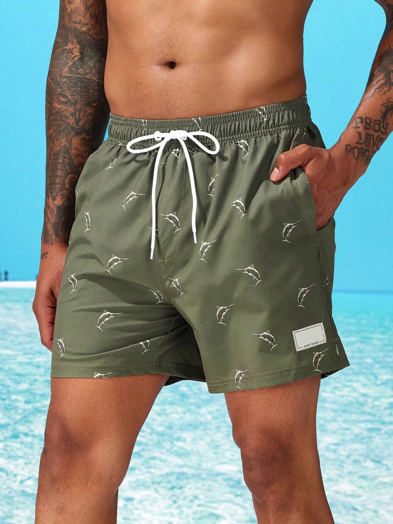 Whale Print 2 In 1 Swim Trunks-Waves And Trunks
