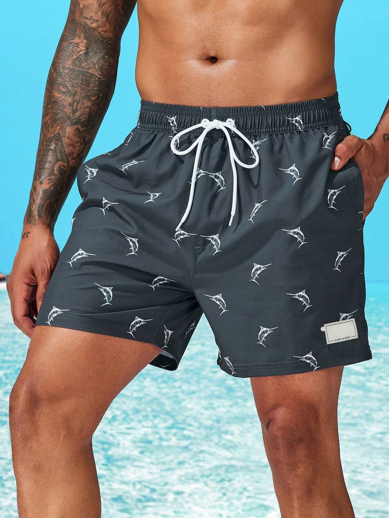 Whale Print 2 In 1 Swim Trunks-Waves And Trunks