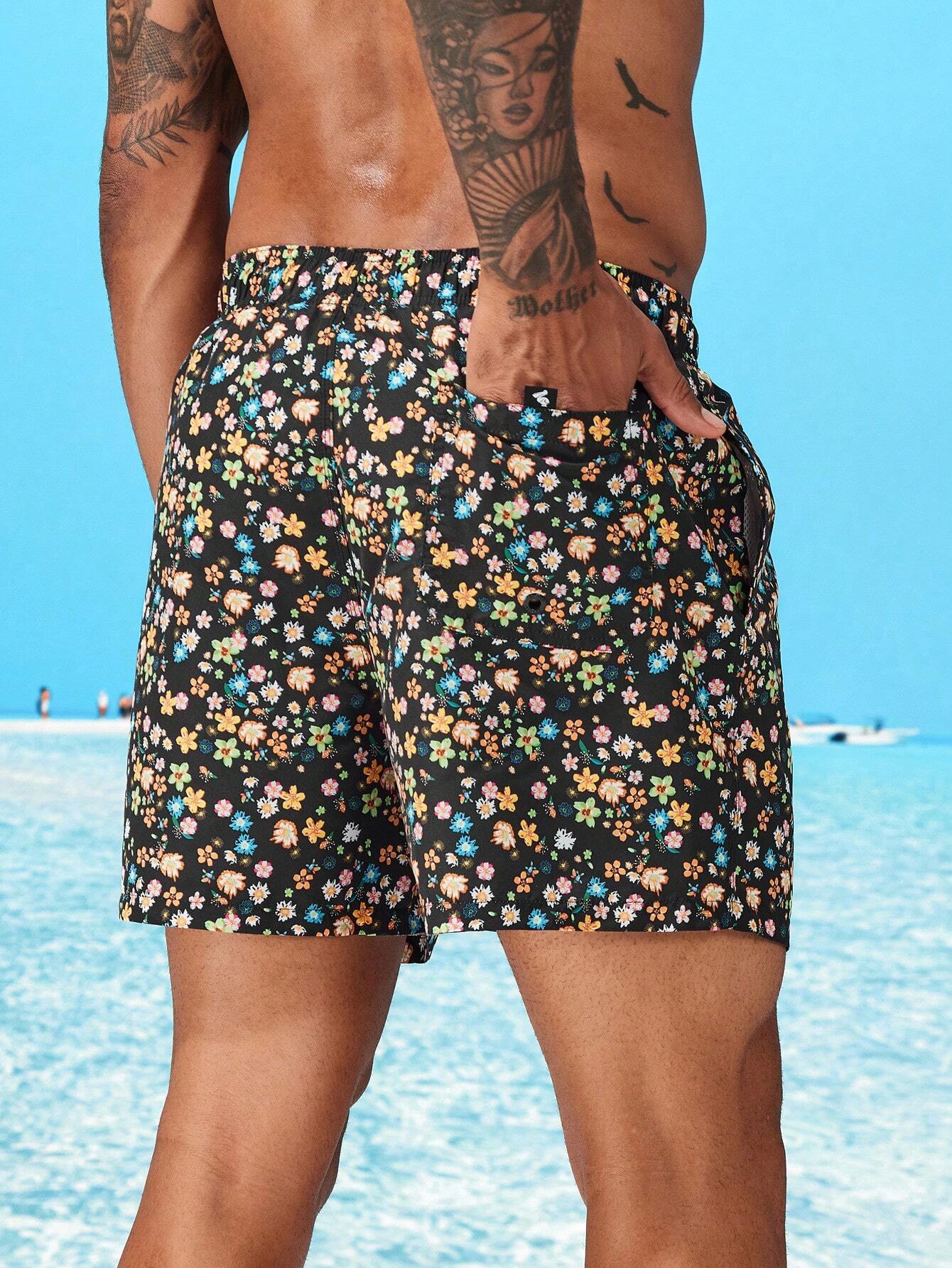 Ditsy Floral Drawstring Swim Trunks-Waves And Trunks