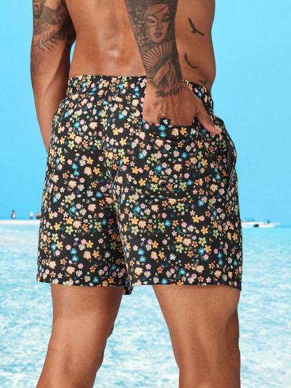Ditsy Floral Drawstring Swim Trunks-Waves And Trunks