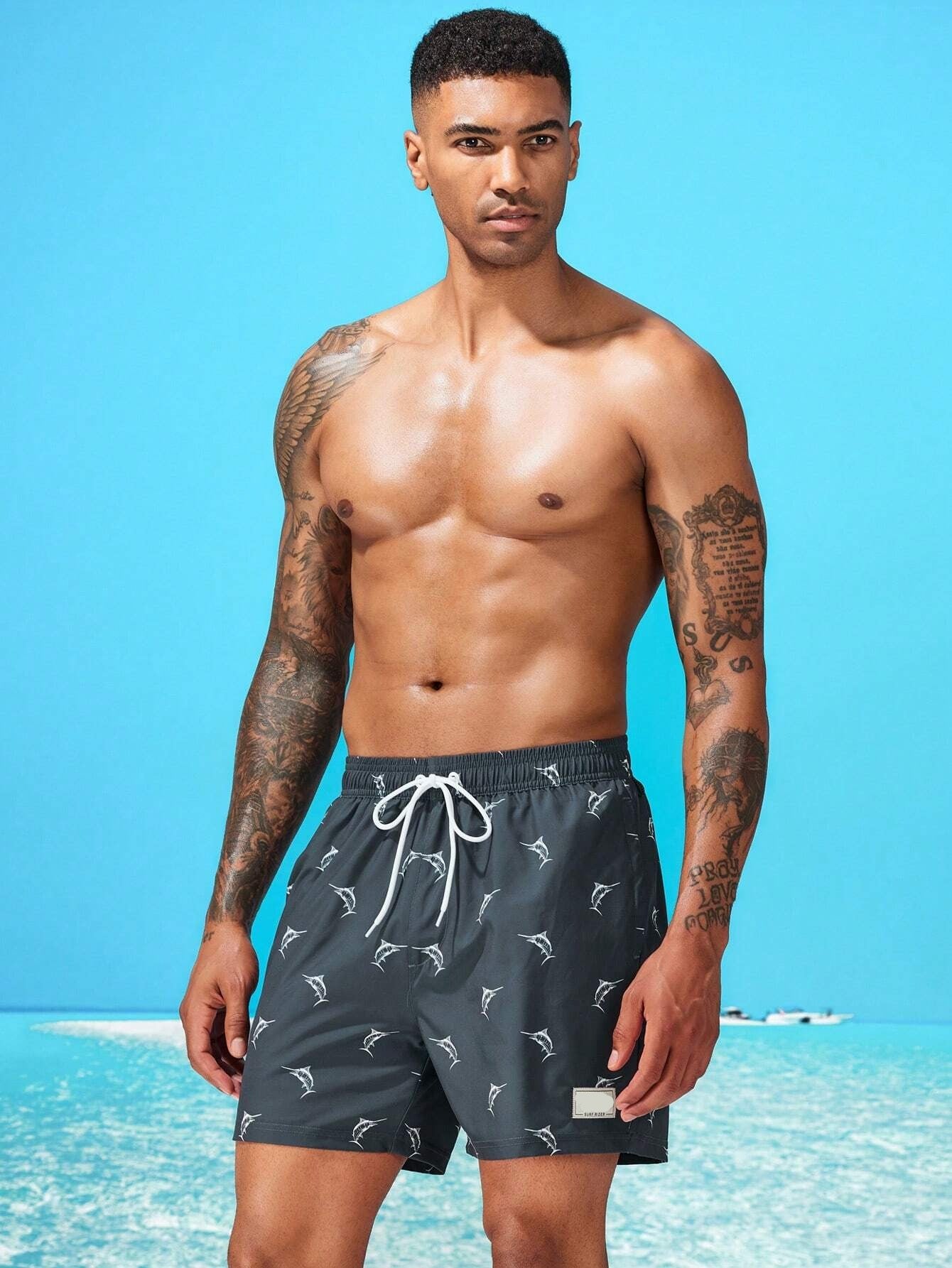 Whale Print 2 In 1 Swim Trunks-Waves And Trunks