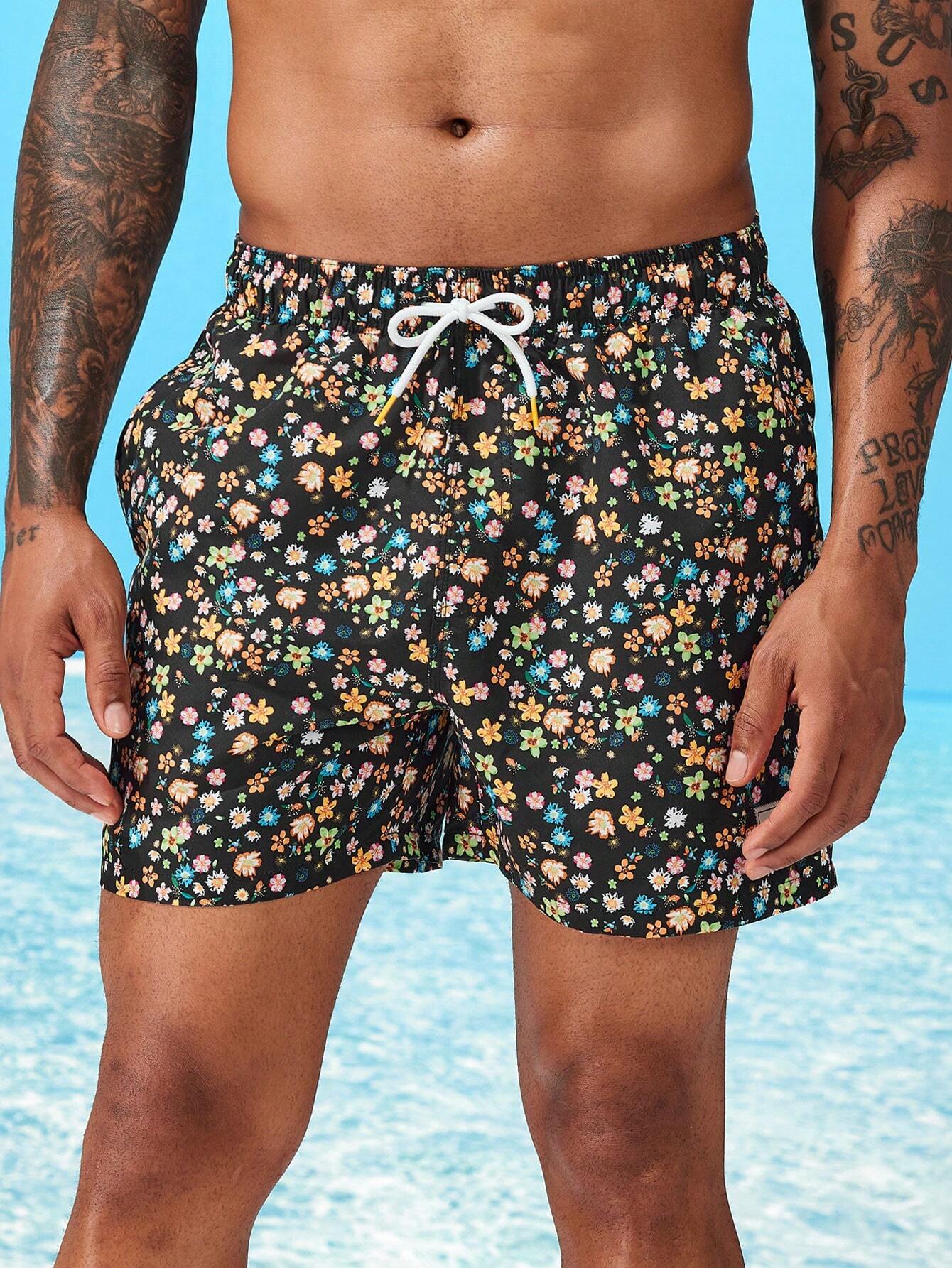 Ditsy Floral Drawstring Swim Trunks-Waves And Trunks