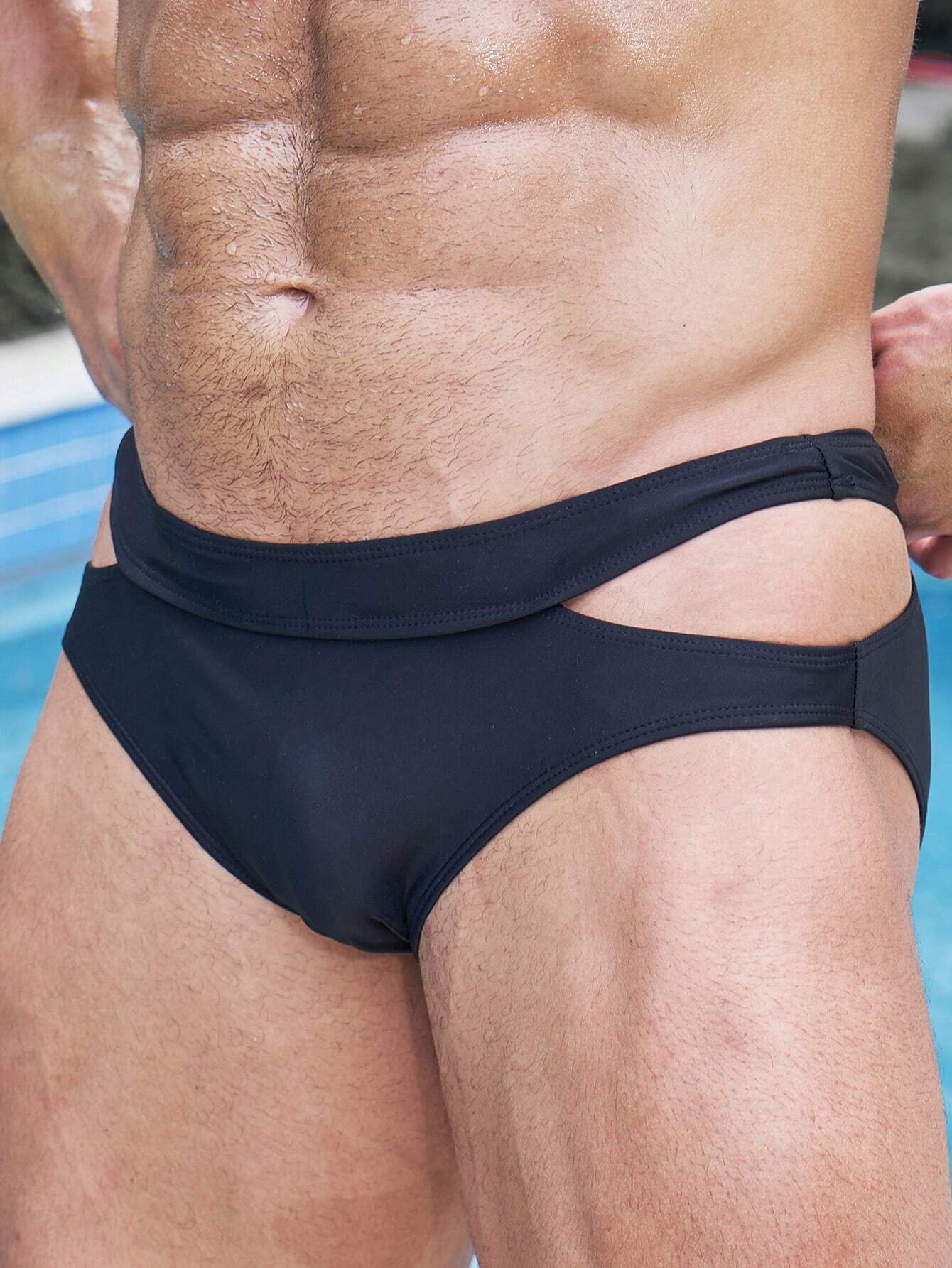 Plain High Stretch Swim Brief-Waves And Trunks