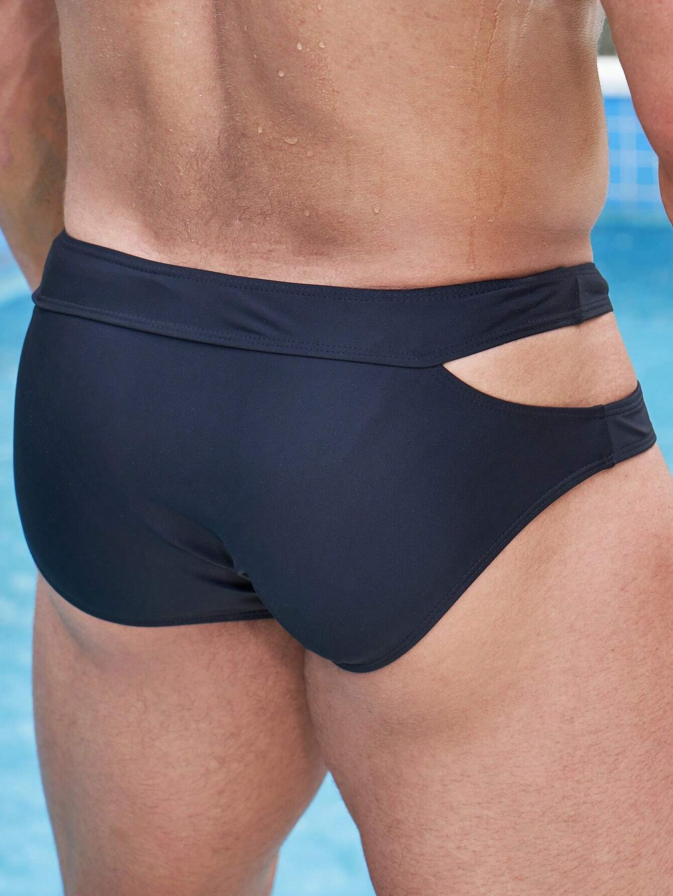 Plain High Stretch Swim Brief-Waves And Trunks