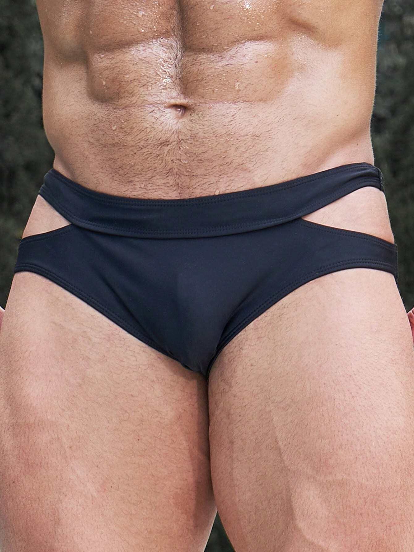 Plain High Stretch Swim Brief-Waves And Trunks