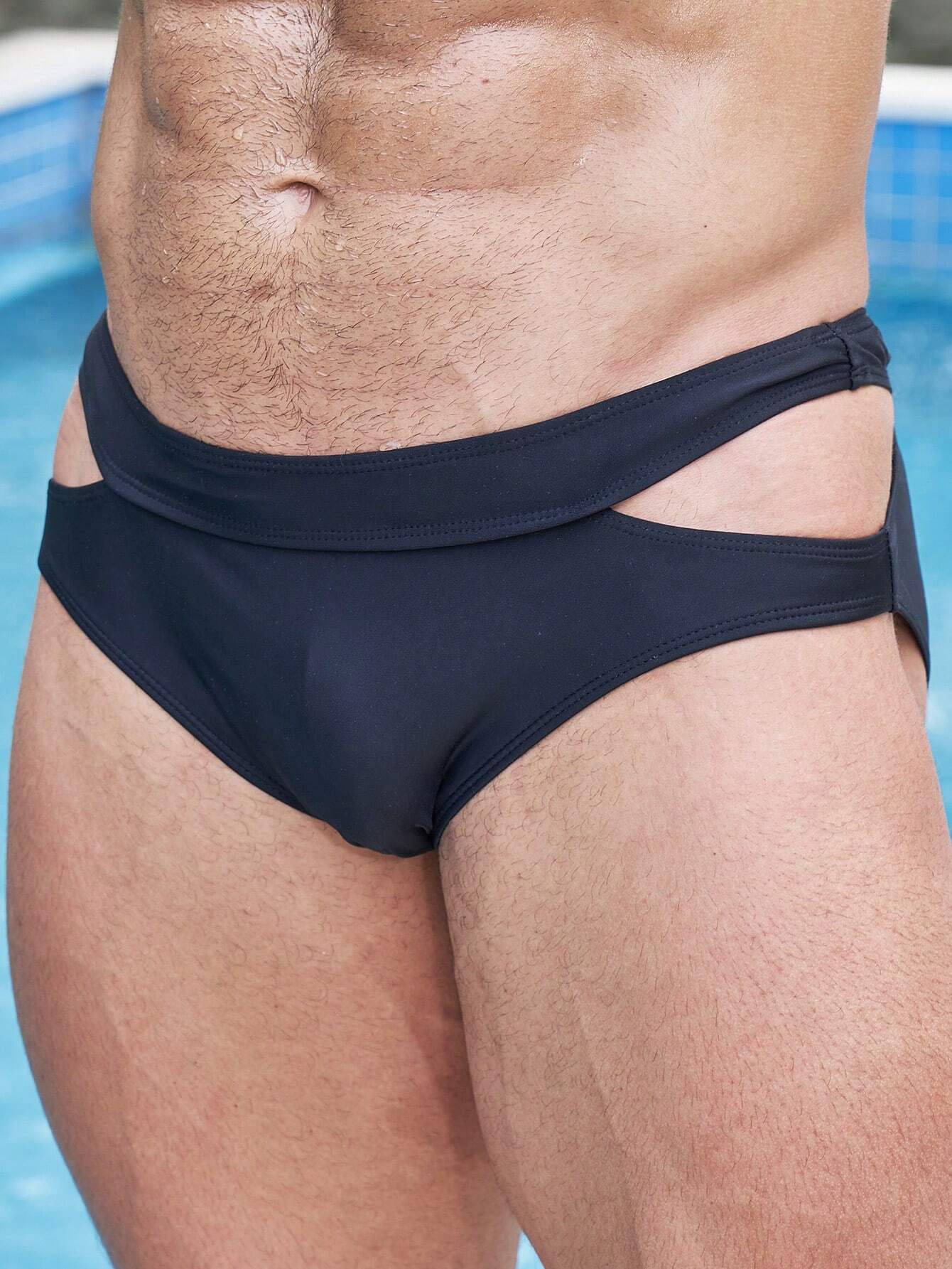Plain High Stretch Swim Brief-Waves And Trunks