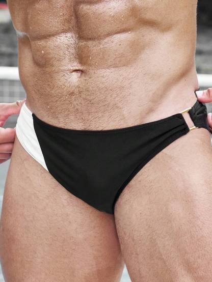 Metal Buckle Detail Swim Brief-Waves And Trunks