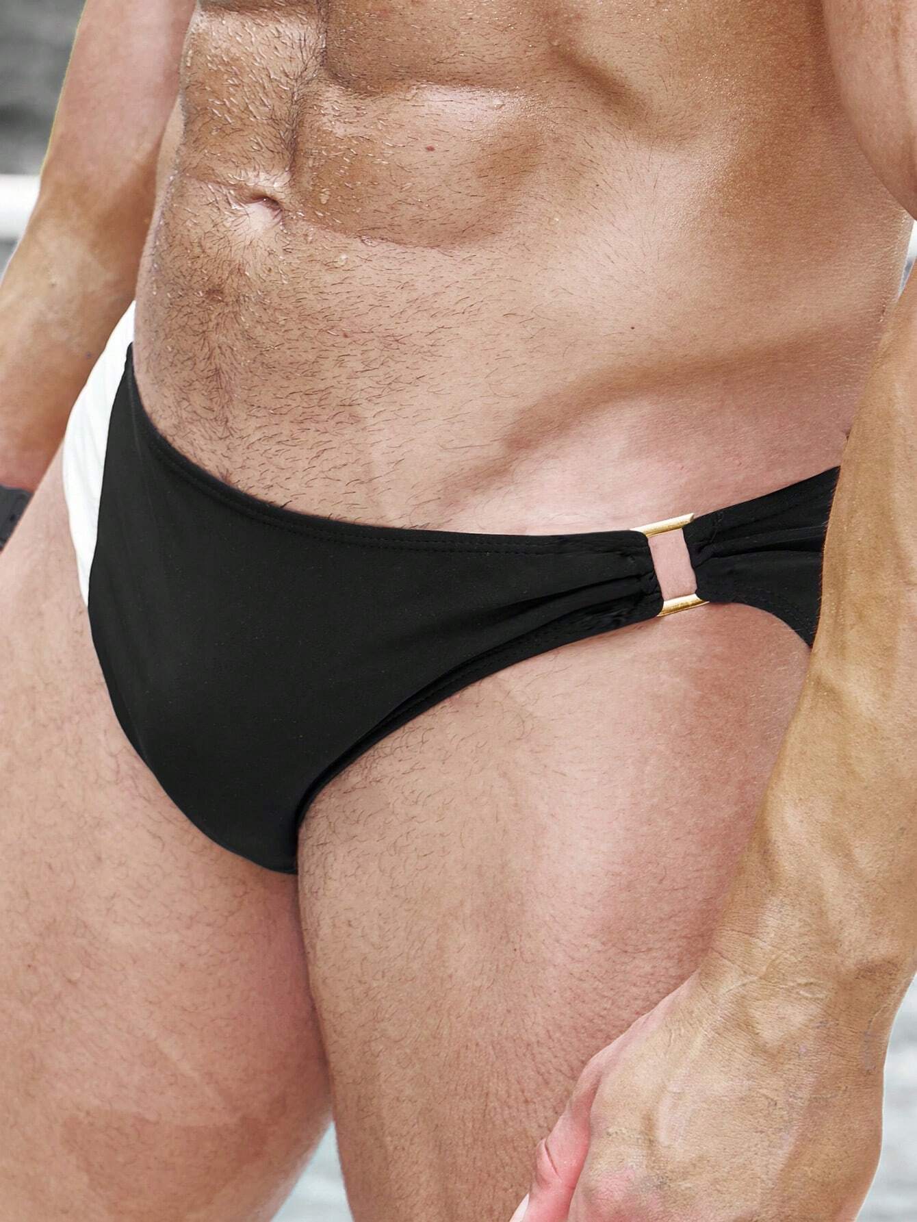 Metal Buckle Detail Swim Brief-Waves And Trunks