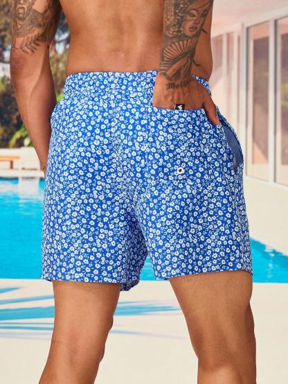 Letter Patched Detail Swim Trunks-Waves And Trunks