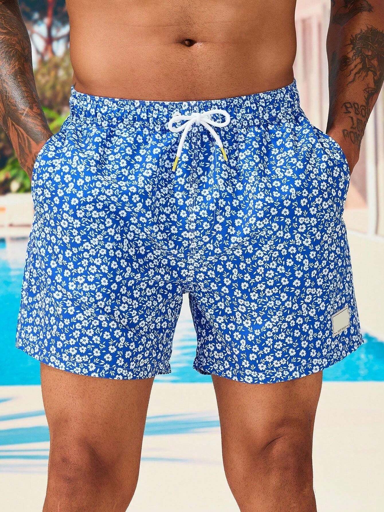 Letter Patched Detail Swim Trunks-Waves And Trunks