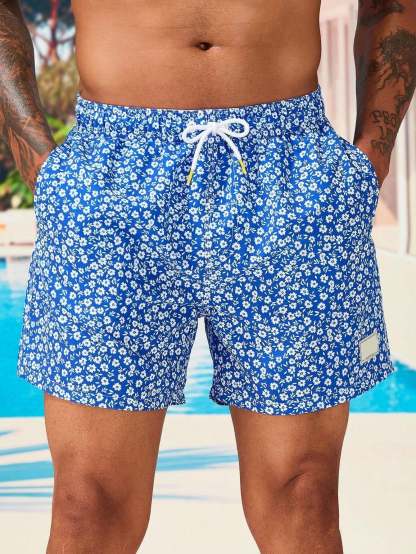 Letter Patched Detail Swim Trunks-Waves And Trunks