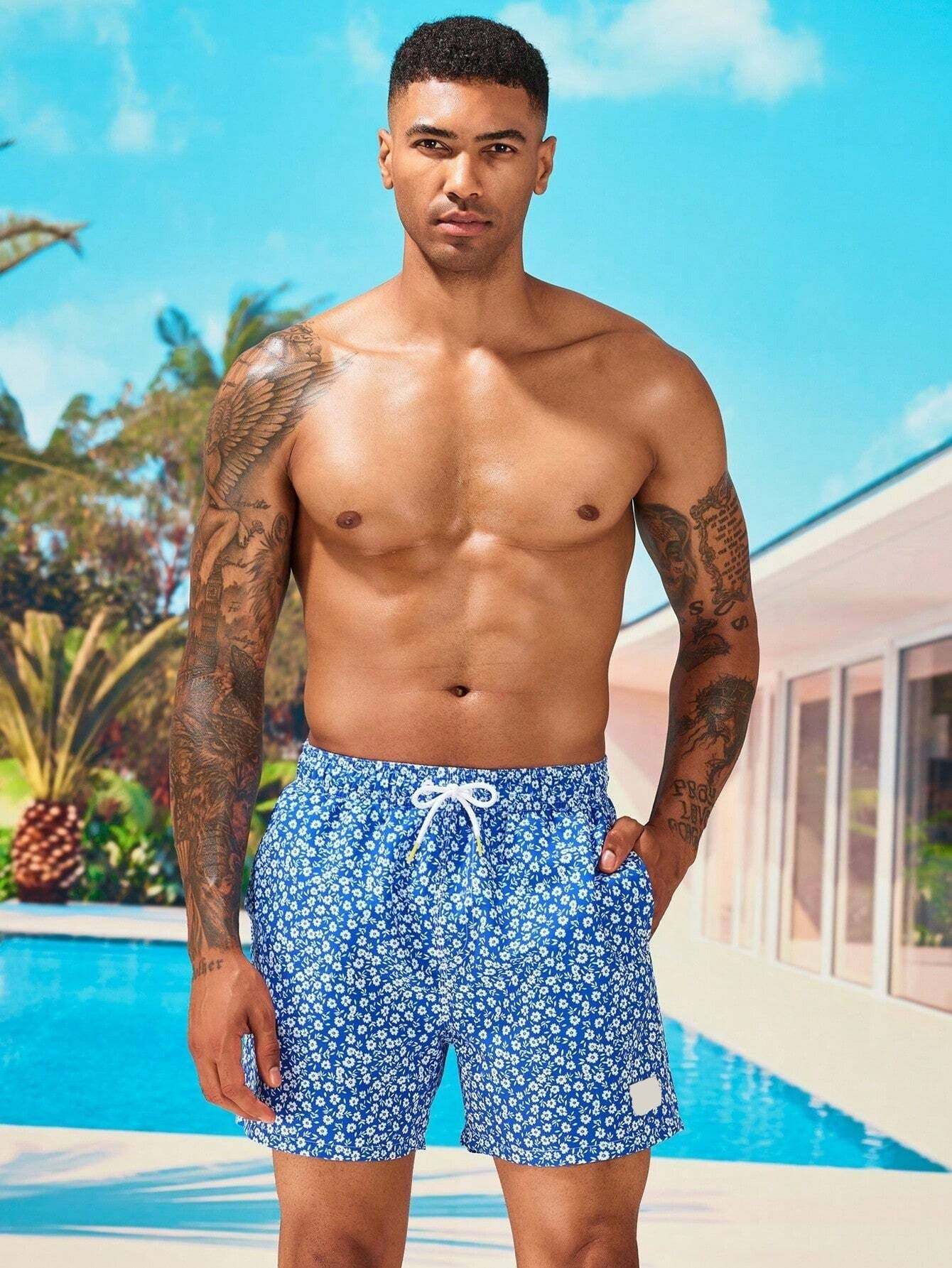 Letter Patched Detail Swim Trunks-Waves And Trunks