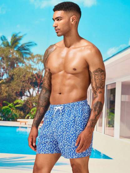 Letter Patched Detail Swim Trunks-Waves And Trunks