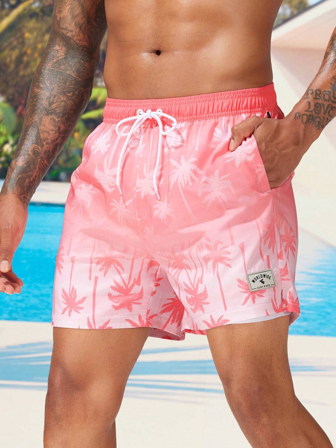 Tropical Beach Shorts With Inner Layer-Waves And Trunks