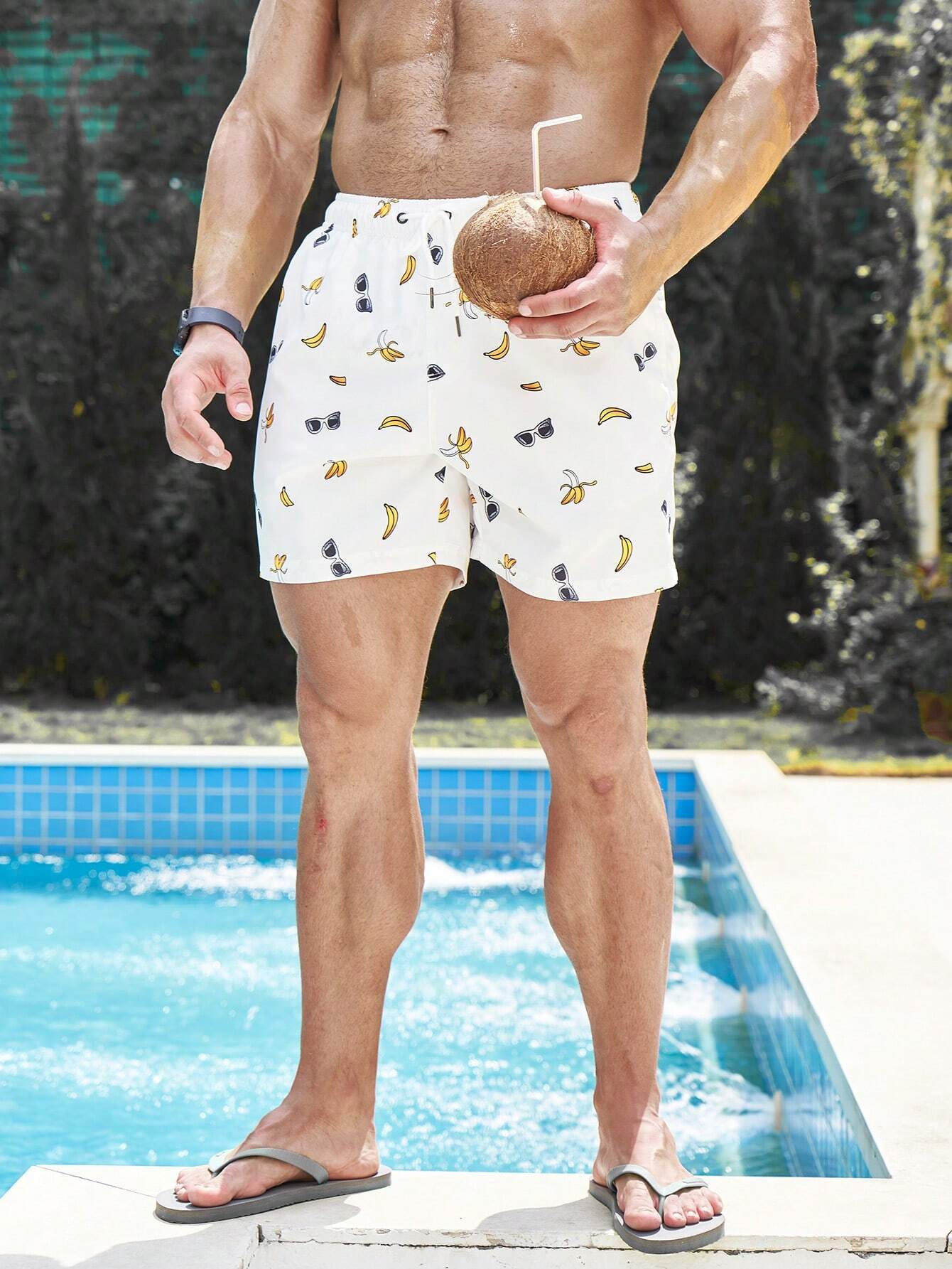 Banana Print Swim Trunks-Waves And Trunks