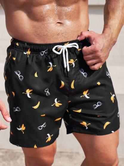 Banana Print Swim Trunks-Waves And Trunks