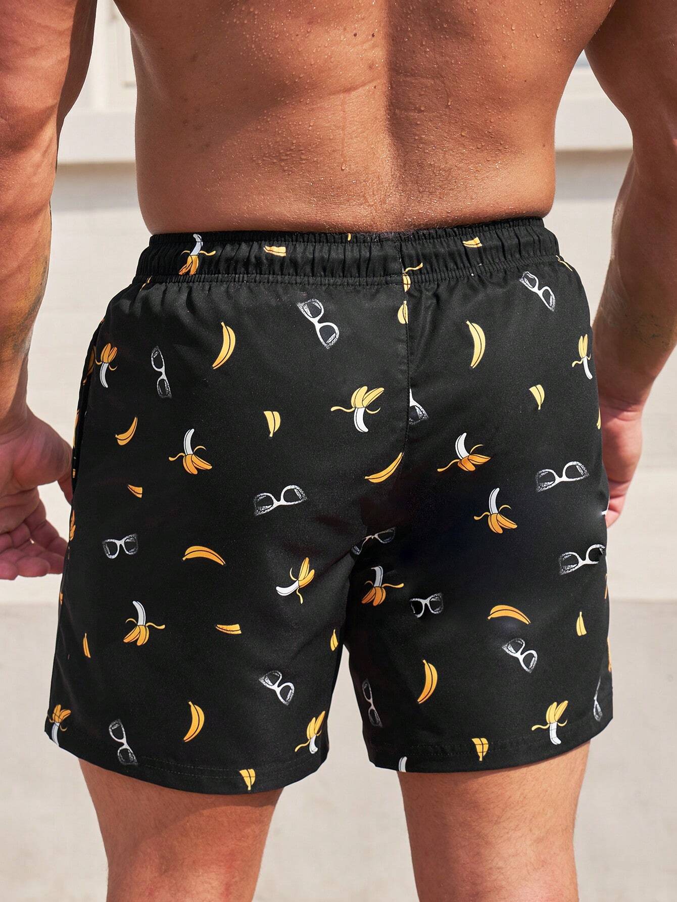 Banana Print Swim Trunks-Waves And Trunks