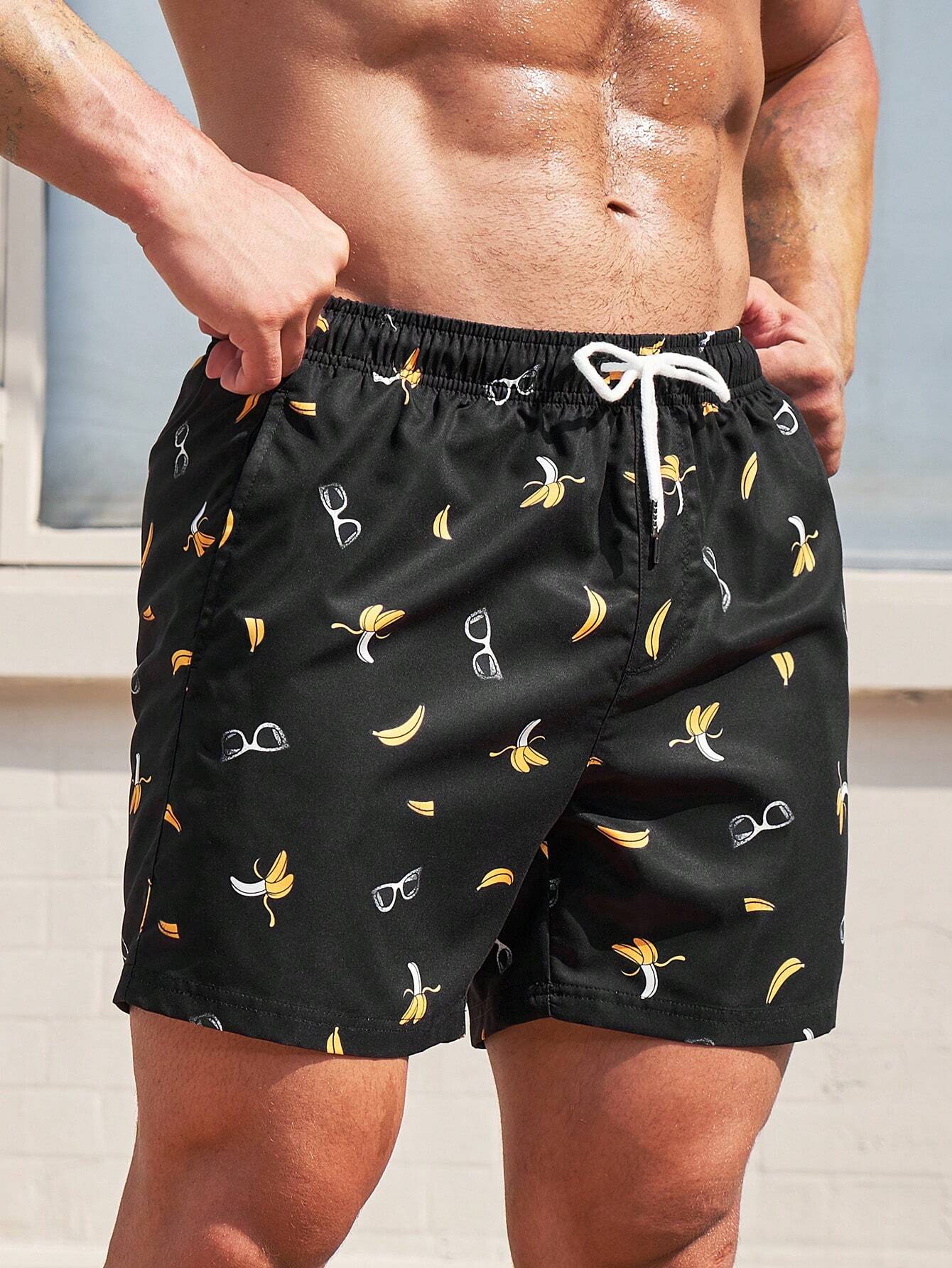 Banana Print Swim Trunks-Waves And Trunks