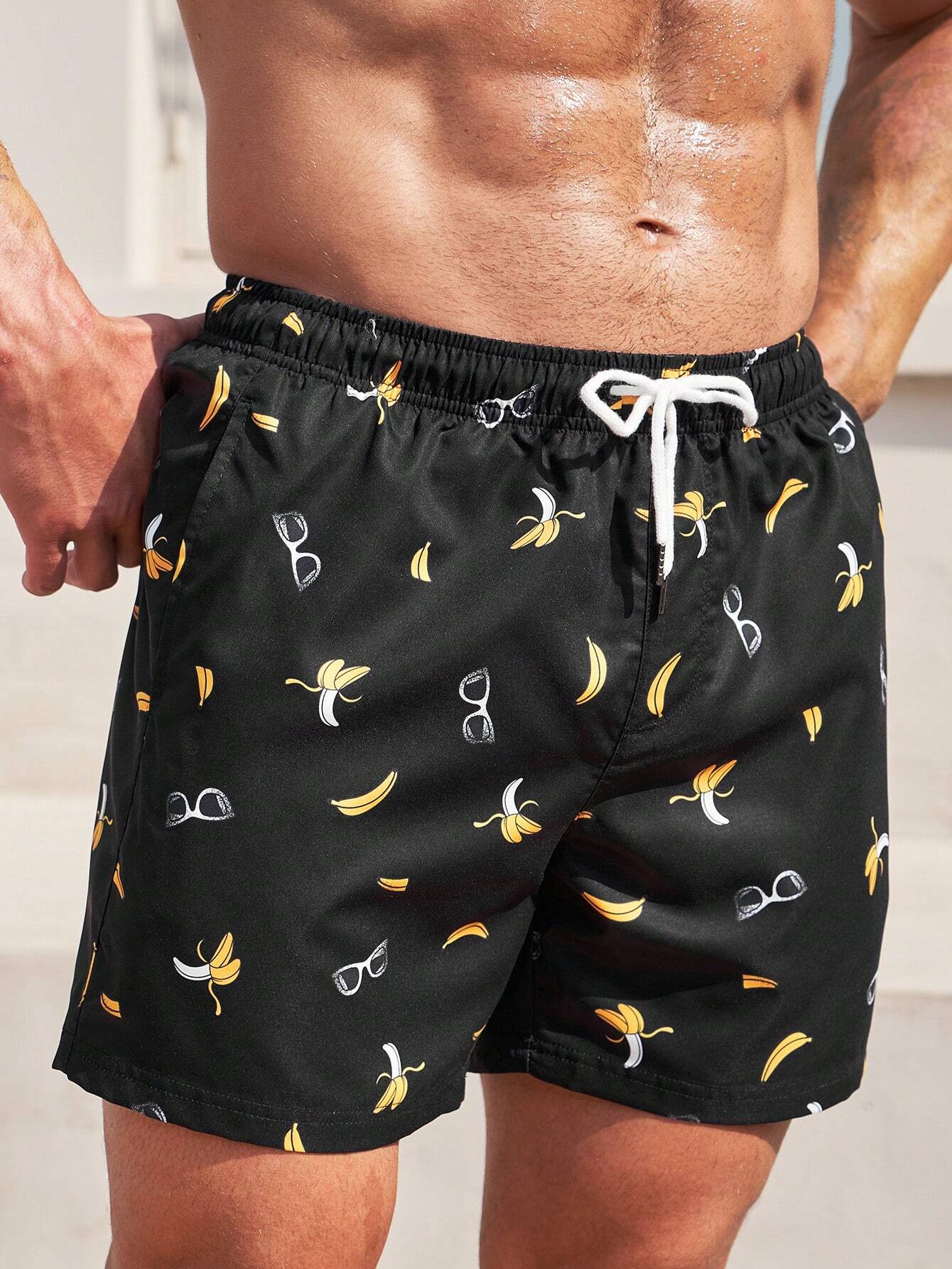 Banana Print Swim Trunks-Waves And Trunks