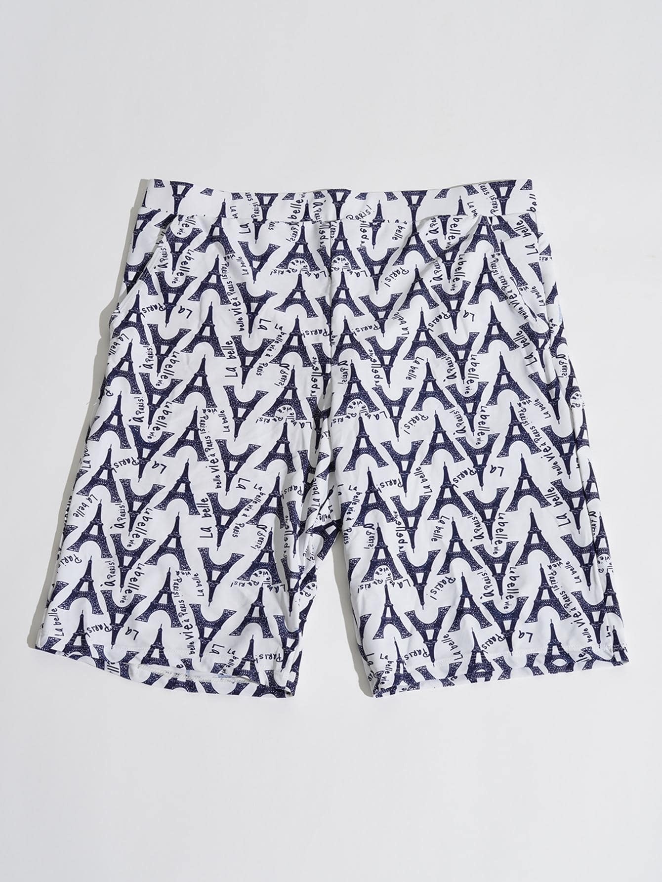 Letter And Tower Print Swim Trunks-Waves And Trunks