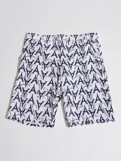 Letter And Tower Print Swim Trunks-Waves And Trunks