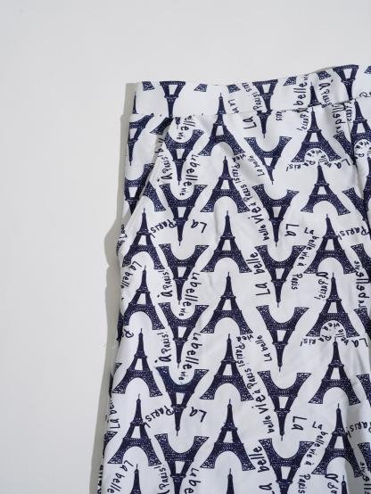 Letter And Tower Print Swim Trunks-Waves And Trunks