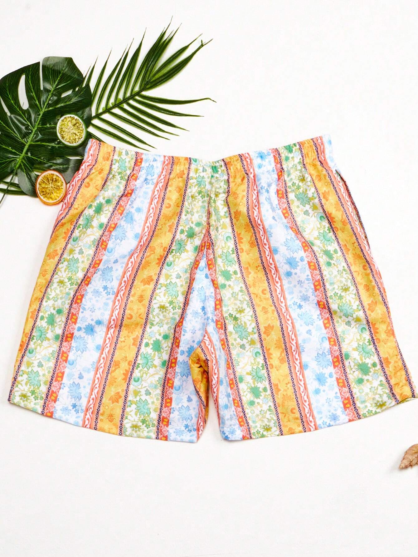 Floral Print Drawstring Swim Shorts-Waves And Trunks
