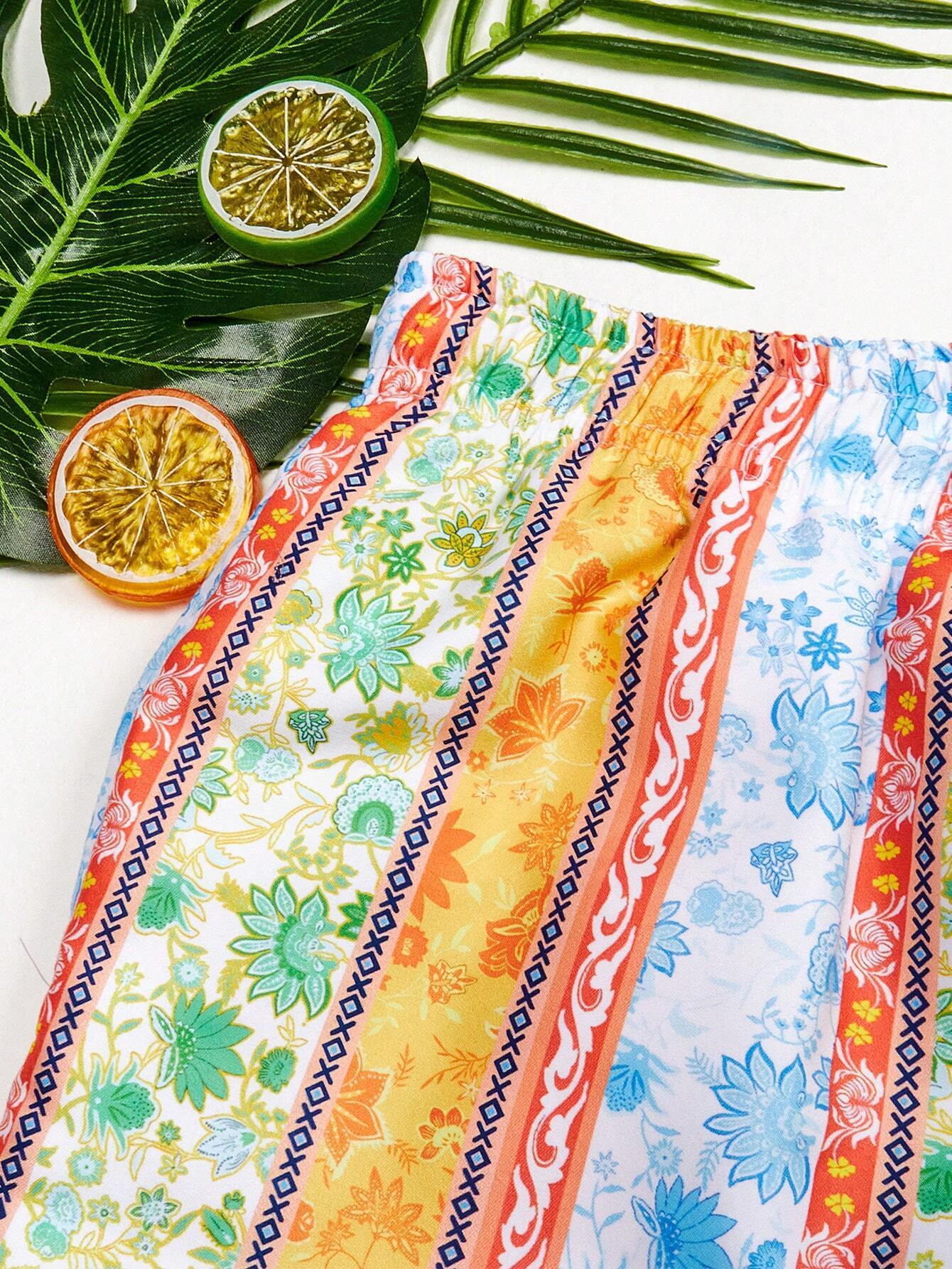 Floral Print Drawstring Swim Shorts-Waves And Trunks