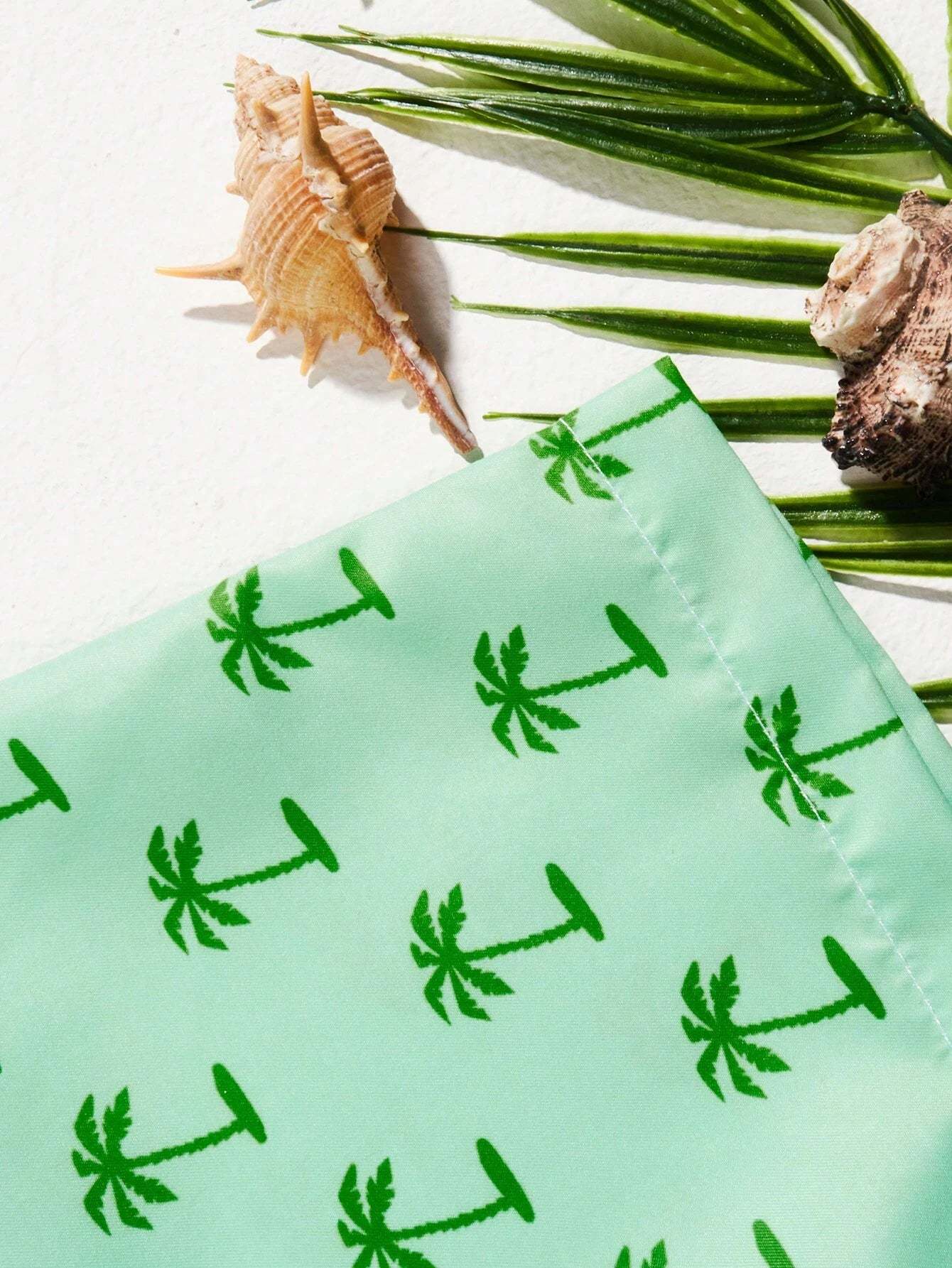 Tropical Print Drawstring Waist Swim Trunks-Waves And Trunks