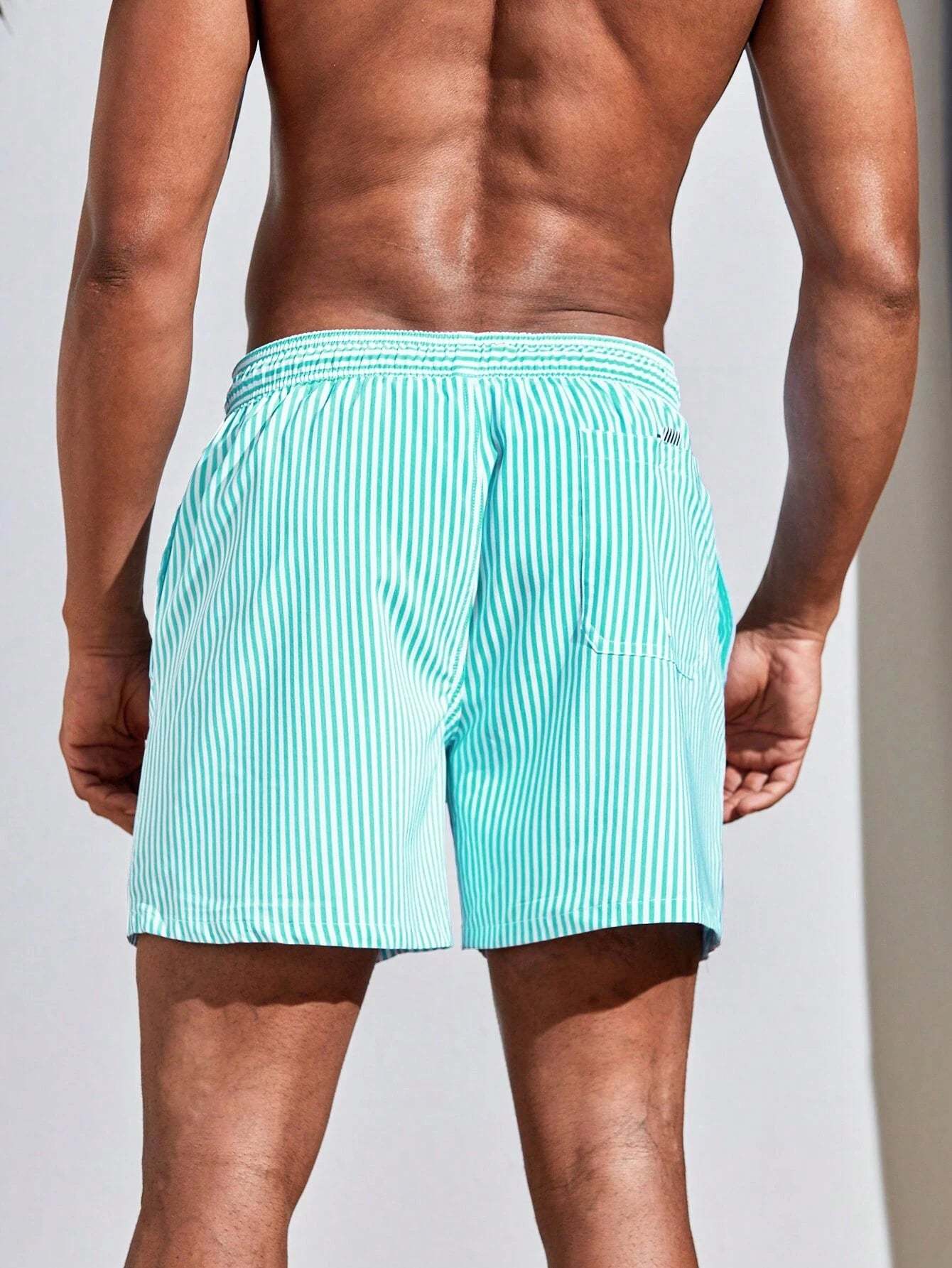 Striped Printed Swim Trunks-Waves And Trunks