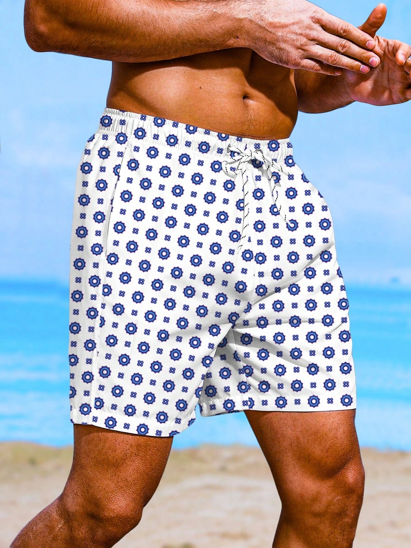 Floral All Over Print Drawstring Shorts-Waves And Trunks