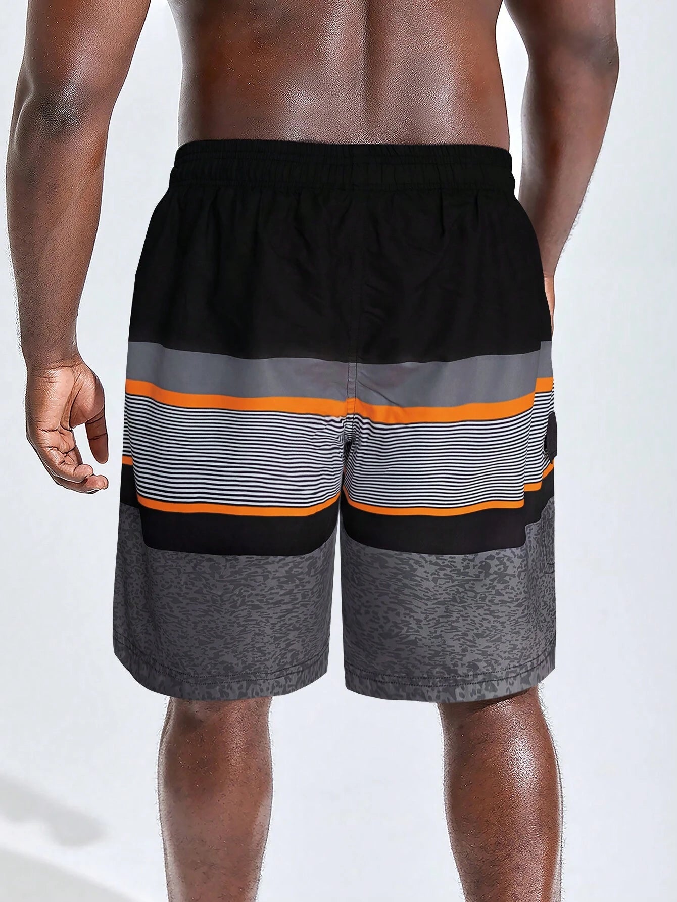 Printed Strips Shorts With Drawstring-Waves And Trunks