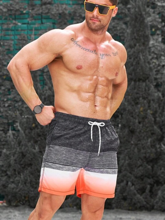 Striped Print Swim Shorts-Waves And Trunks