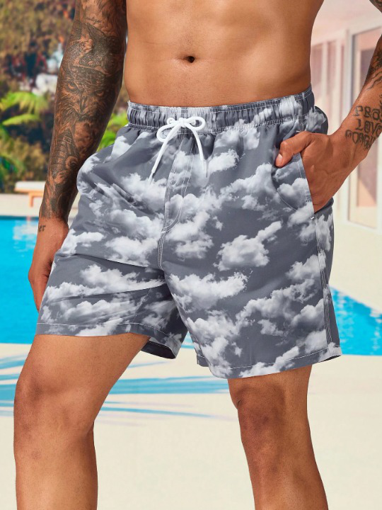 Cloud Print Swim Shorts-Waves And Trunks