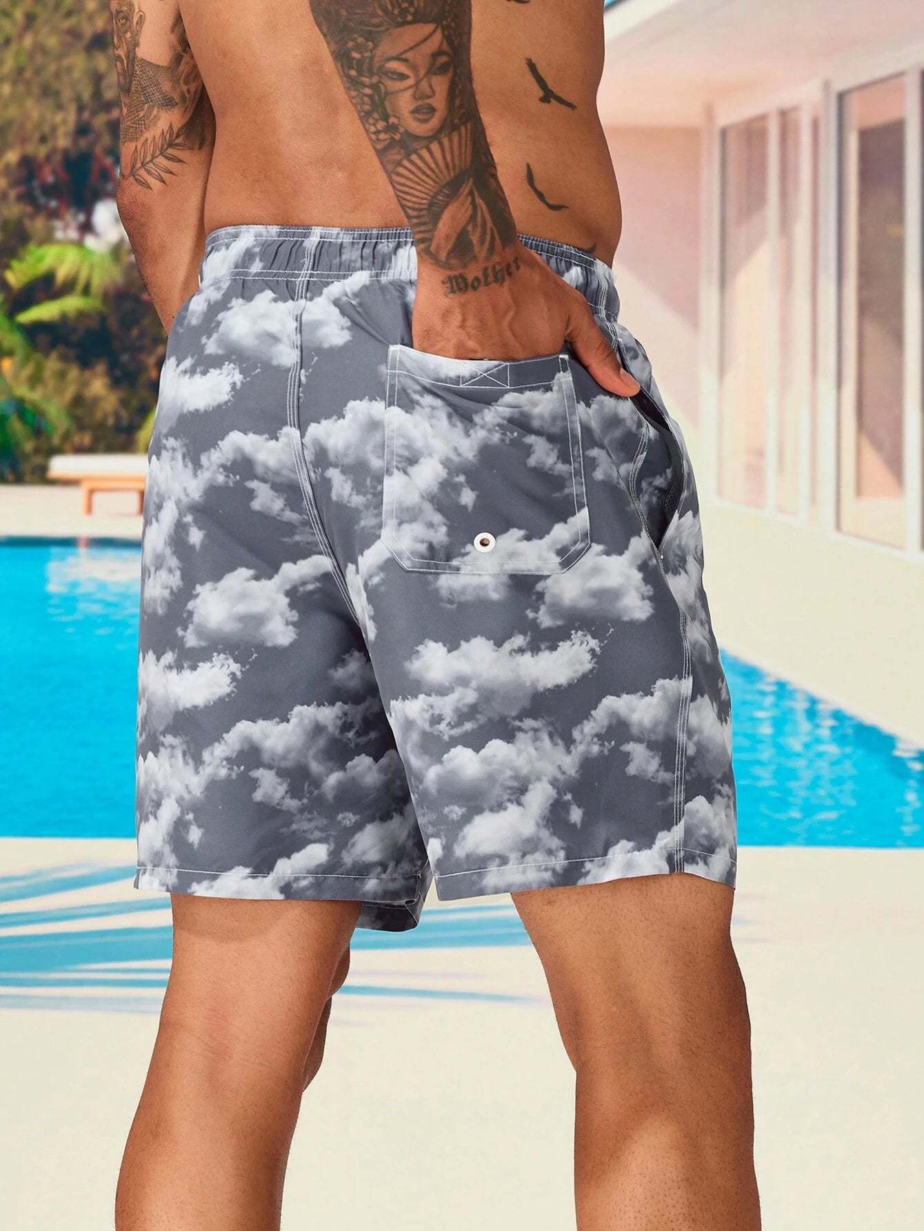 Cloud Print Swim Shorts-Waves And Trunks