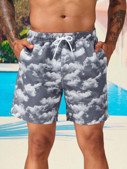 Cloud Print Swim Shorts-Waves And Trunks
