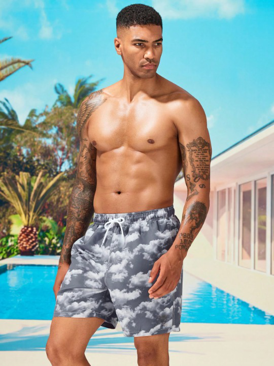 Cloud Print Swim Shorts-Waves And Trunks