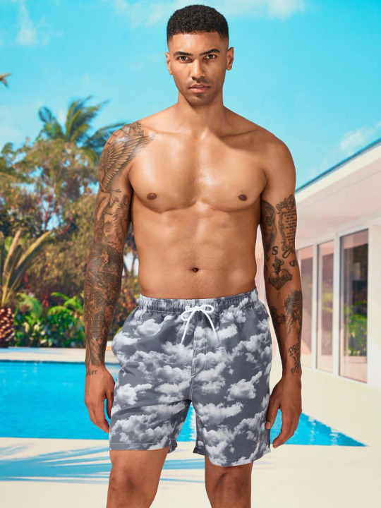 Cloud Print Swim Shorts-Waves And Trunks