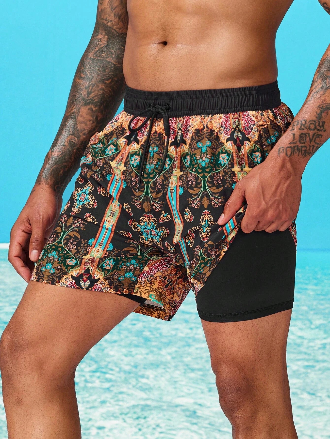 Floral Print Slight Stretch Swim Trunks-Waves And Trunks